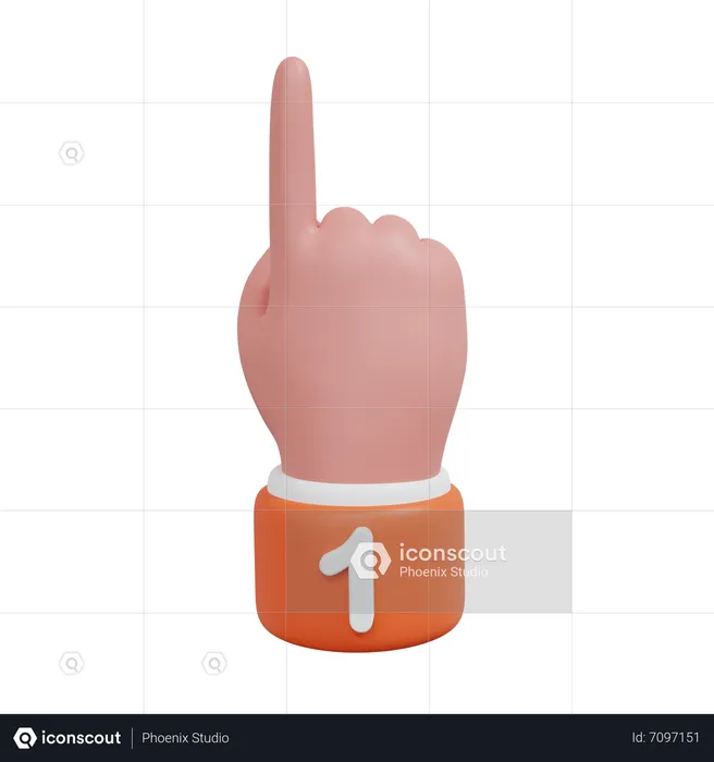 Gesture Numbers  1 Emoji 3D Icon