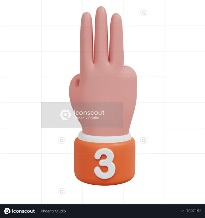 Gesture Numbers 3 Emoji 3D Icon