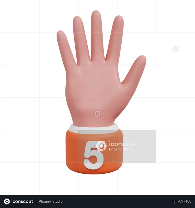 Gesture Numbers 5 Emoji 3D Icon