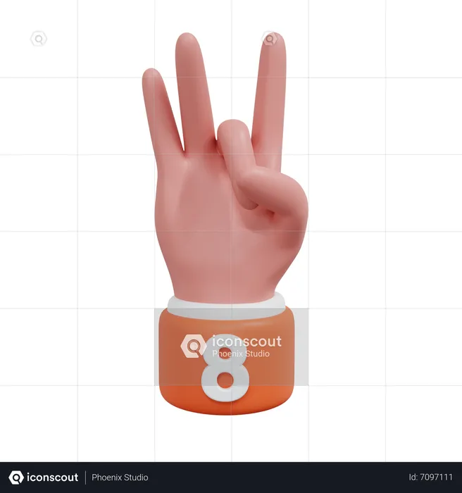 Gesture Numbers 8 Emoji 3D Icon