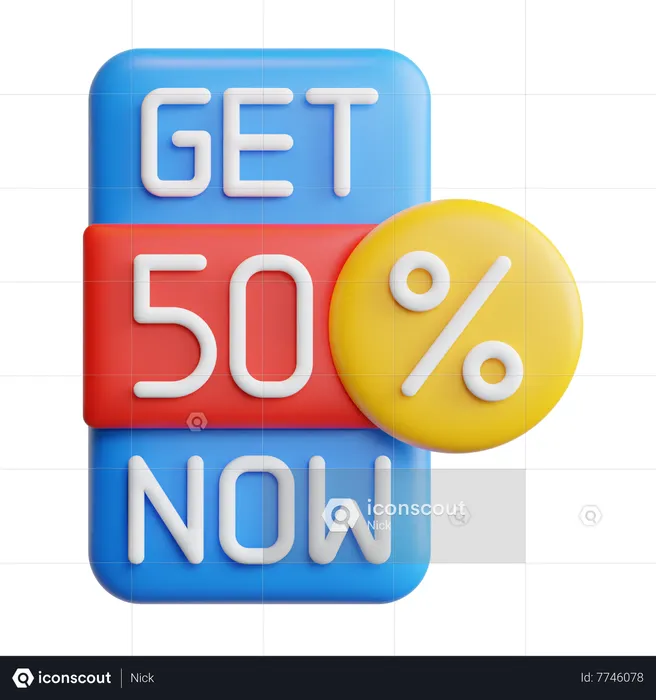 Get 50 Percent  3D Icon