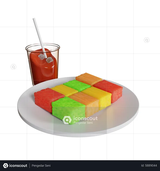 Getuk And Ice Tea  3D Icon