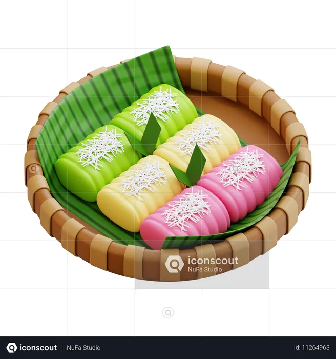 Getuk, indonesischer Maniokkuchen  3D Icon