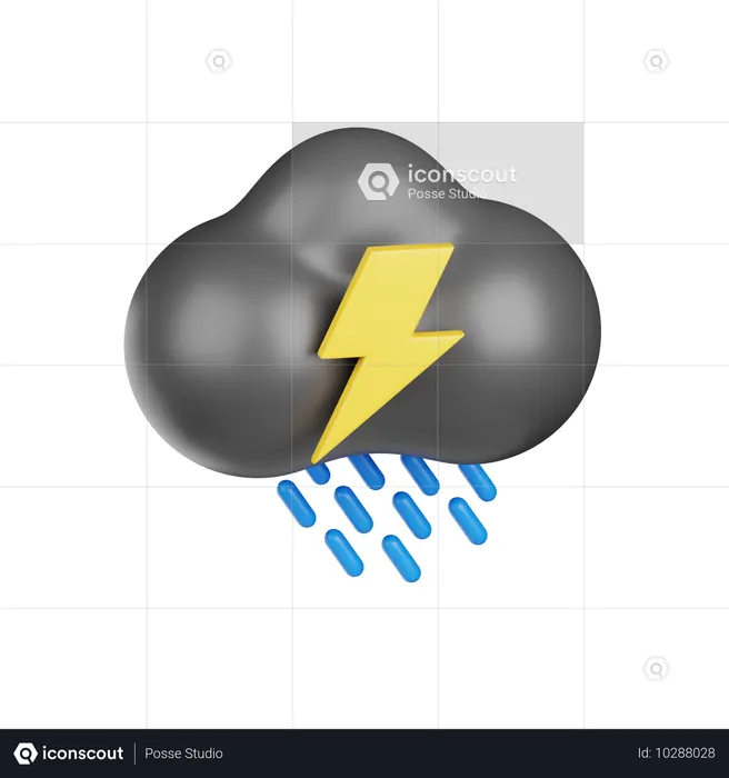 Gewitter Regen  3D Icon