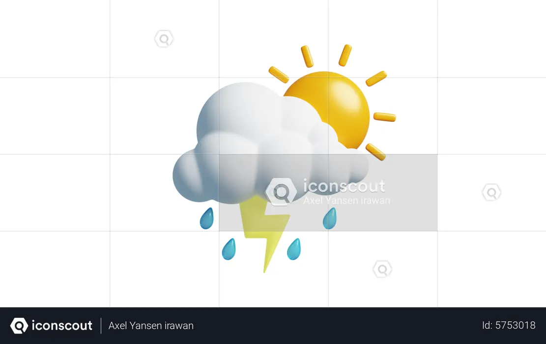 Gewitter Regen  3D Icon