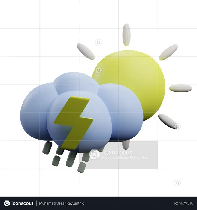 Gewitter Regen mit Sonne  3D Icon