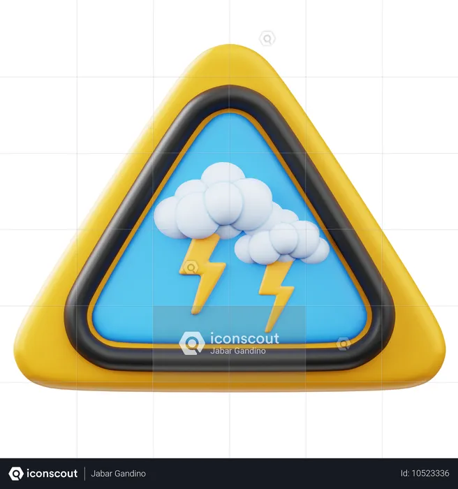 Warnschild vor Gewitter  3D Icon