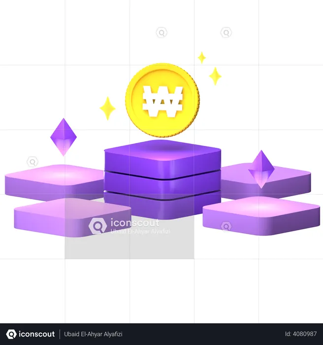 Gewonnene Blockchain-Technologie  3D Icon