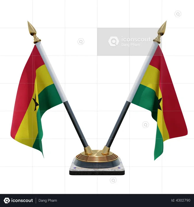 Doppelter Tischflaggenständer für Ghana Flag 3D Flag