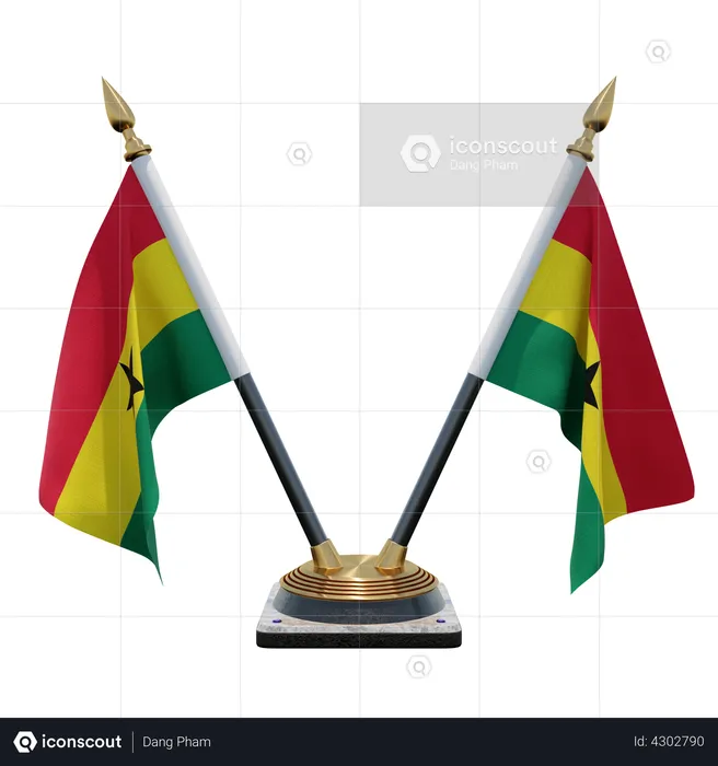 Ghana Double Desk Flag Stand Flag 3D Flag