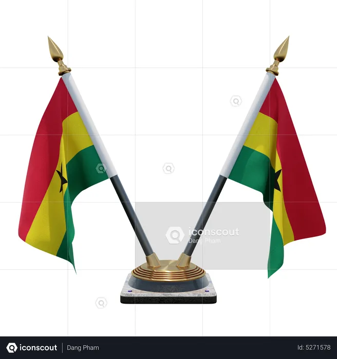 Ghana Double (V) Desk Flag Stand Flag 3D Icon