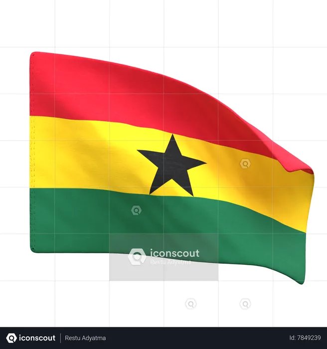 Ghana Flag Flag 3D Icon