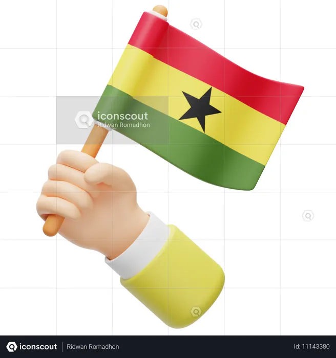Ghana flag in hand Flag 3D Icon