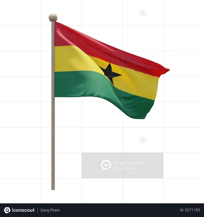 Ghana Flagpole Flag 3D Icon