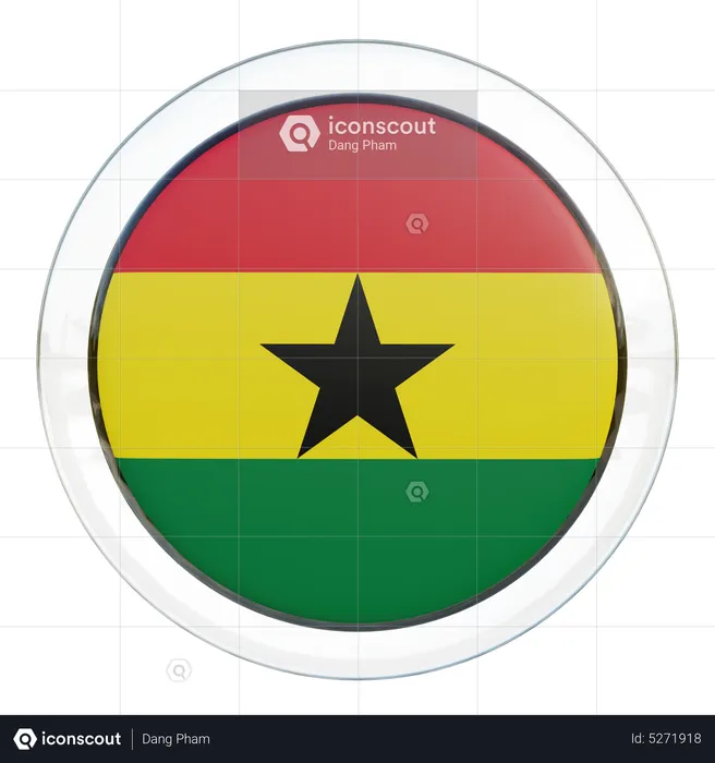 Ghana Round Flag Flag 3D Icon