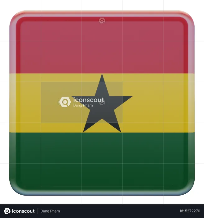 Ghana Square Flag Flag 3D Icon