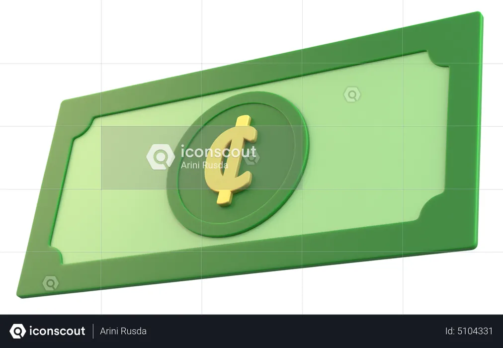 Ghanaian Cedi Money  3D Icon