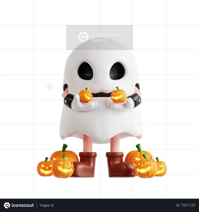 Ghost Bring Pumpkin  3D Illustration