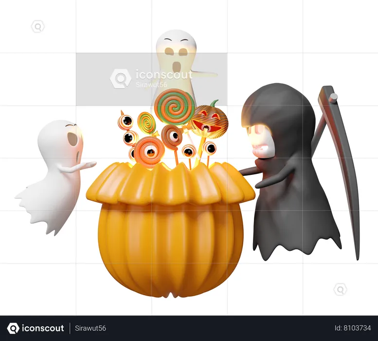 Ghost Celebrating Halloween Party  3D Illustration