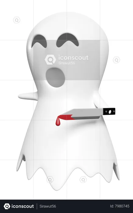 Ghost Holding Bloody Knife  3D Icon