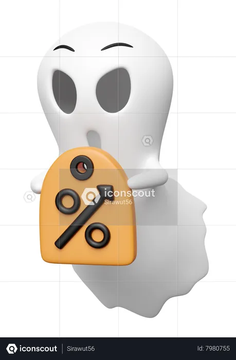 Ghost Holding Discount Coupon  3D Icon