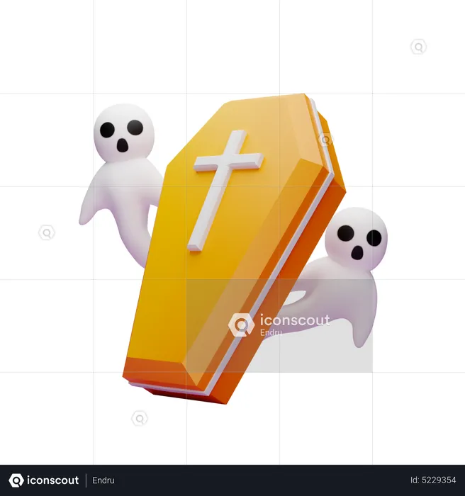 Ghost Out From Coffin  3D Icon