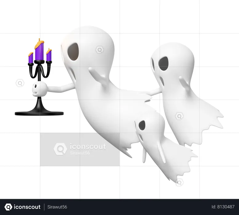 Ghost With Candle Stand  3D Icon