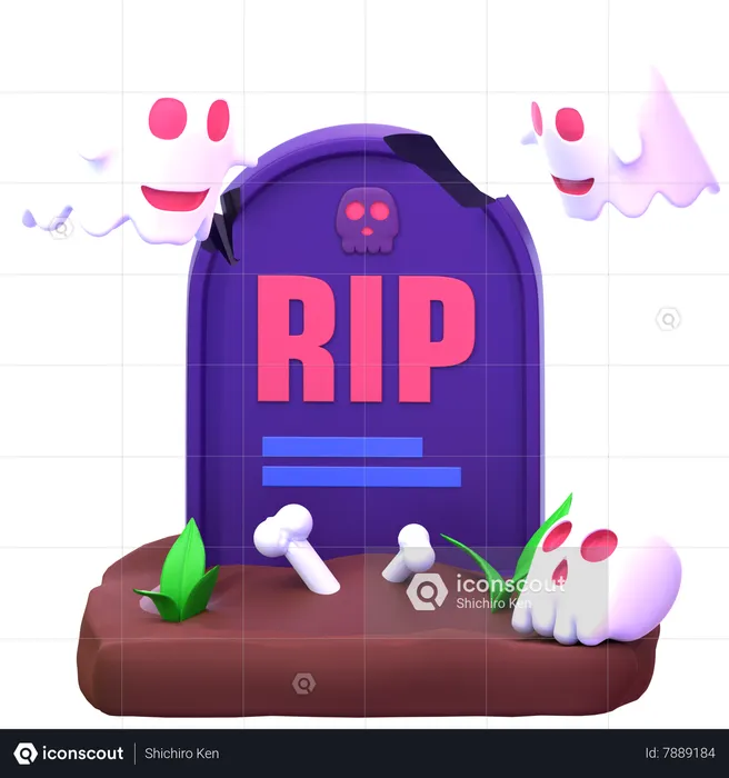 Ghost With Gravestone  3D Icon