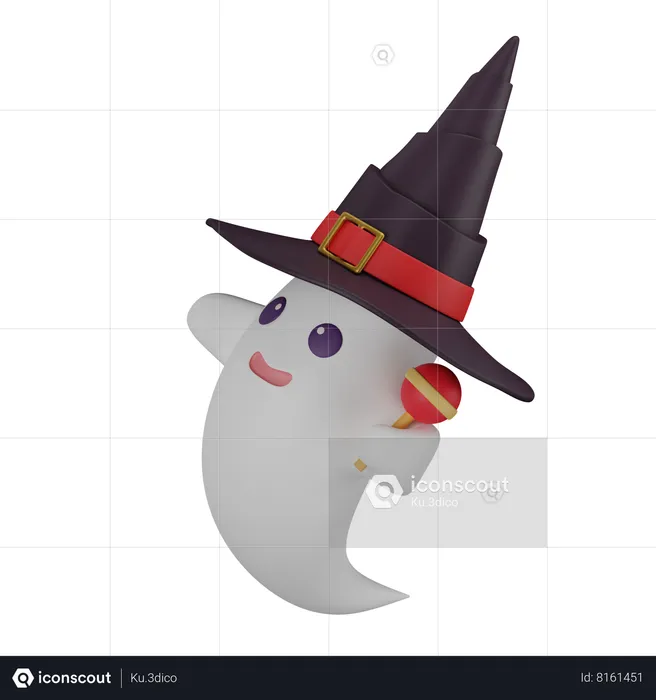 Ghost with hat  3D Icon