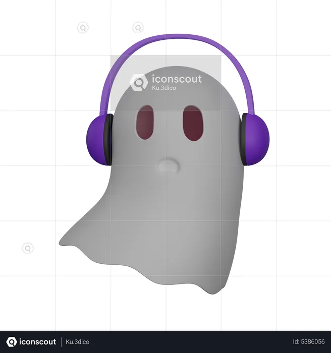 Ghost with headphones  3D Icon