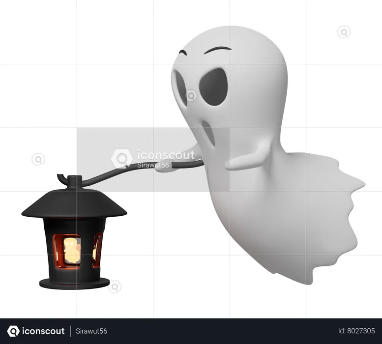 Ghost With Lantern  3D Icon