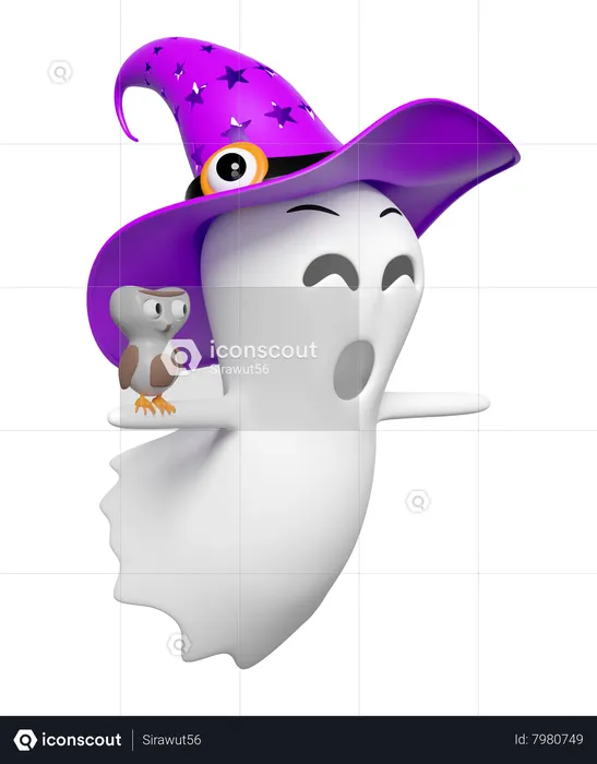 Ghost With Owl  3D Icon