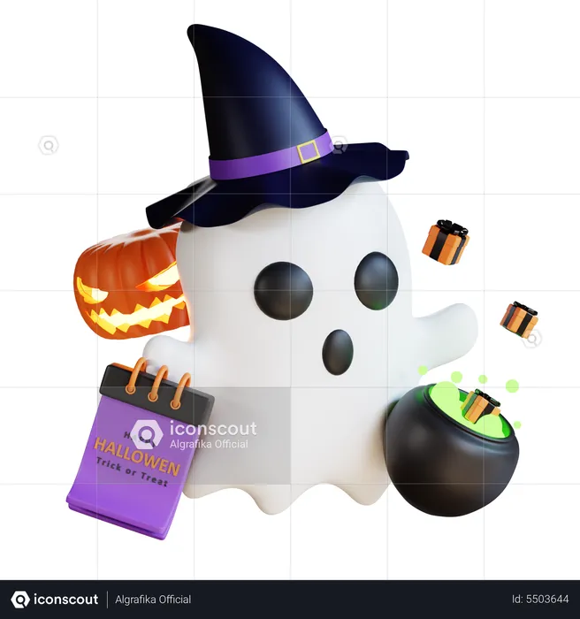 Ghost with potion  3D Illustration