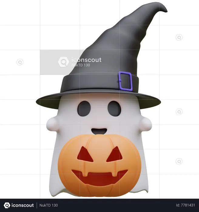Ghost with pumpkin  3D Icon