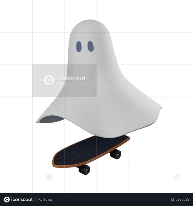 Ghost with skateboard  3D Icon