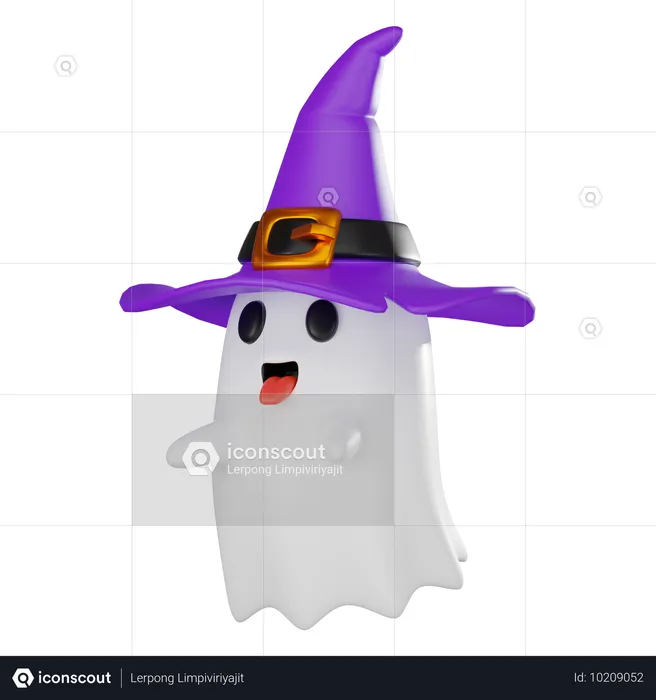 Ghost With Wist Hat  3D Icon