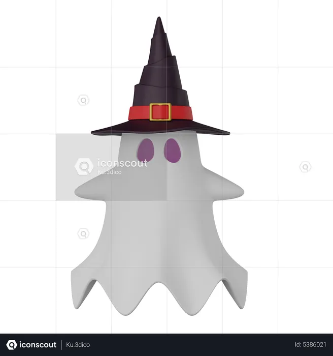 Ghost with witch hat  3D Icon