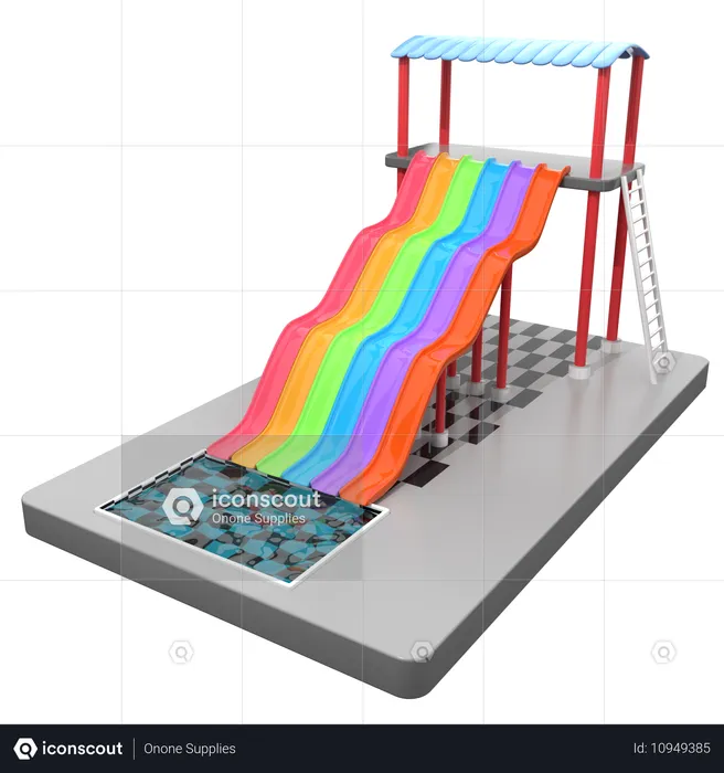 Giant Water Slide  3D Icon