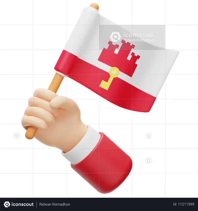 Gibraltar Flag Flag 3D Icon