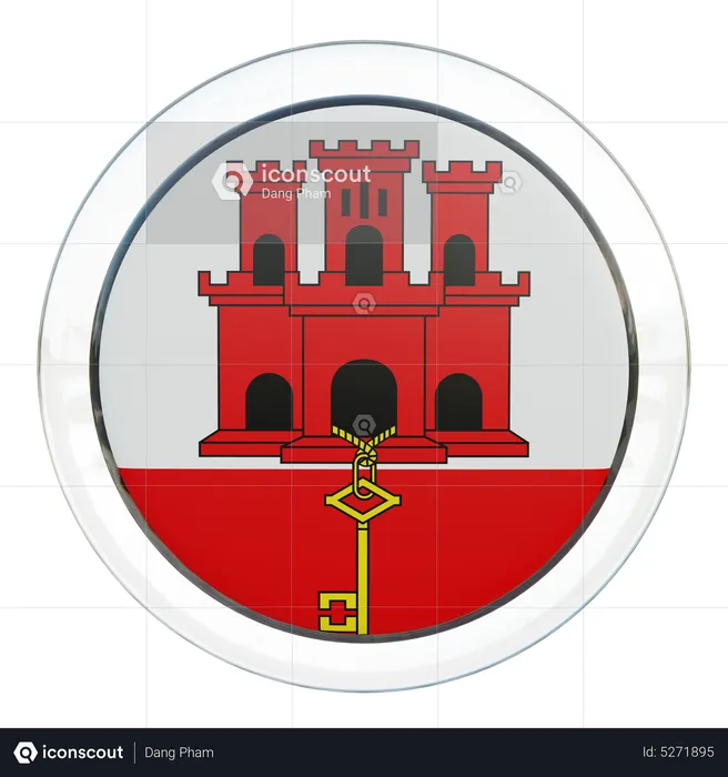 Gibraltar Round Flag Flag 3D Icon