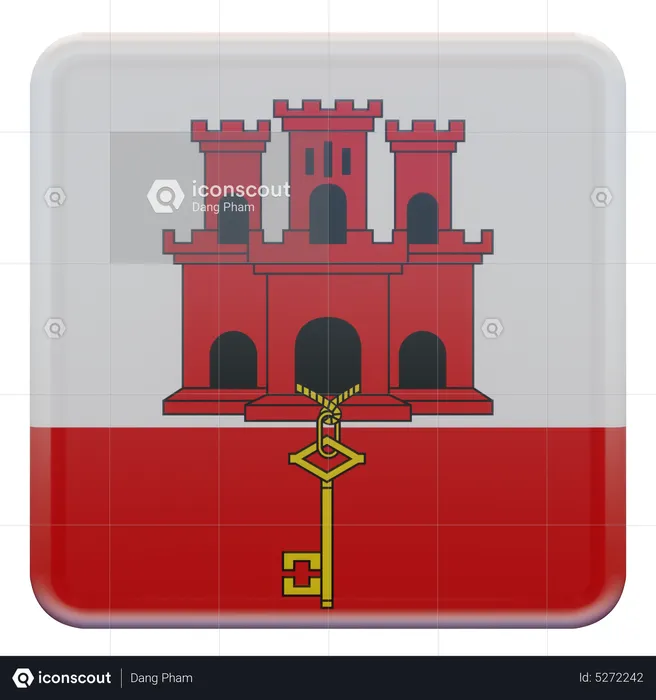 Gibraltar Square Flag Flag 3D Icon