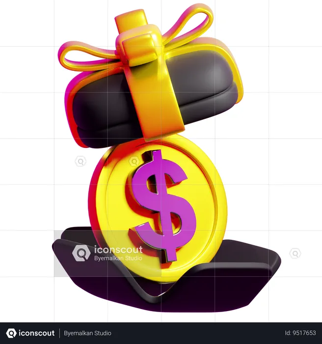 Gift And Coin  3D Icon