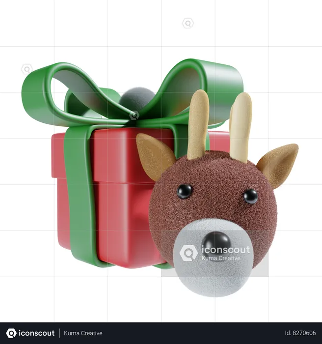 Gift And Deer  3D Icon