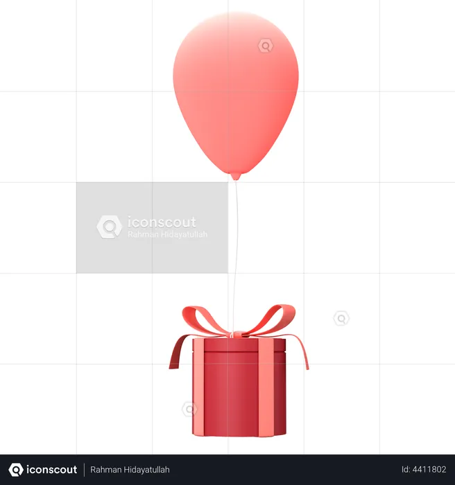 Gift Box And Balloon  3D Illustration