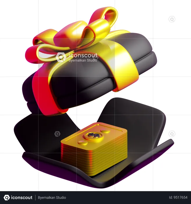 Gift Box And Money  3D Icon