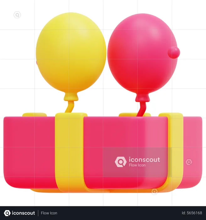 Gift Box Balloon  3D Icon