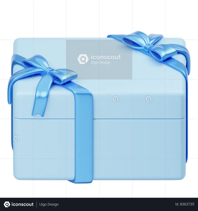 Gift Box Christmas Blue  3D Icon