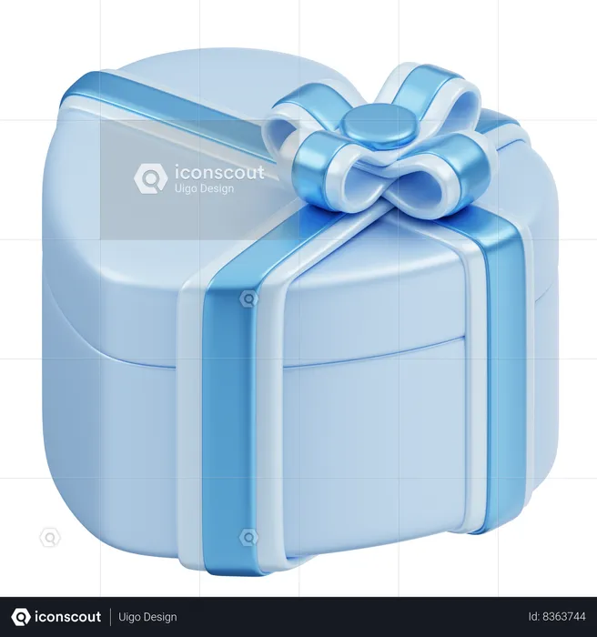 Gift Box Christmas Blue  3D Icon