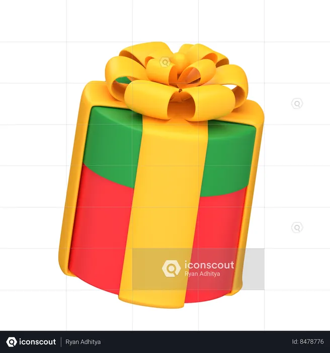 Gift Box Oval  3D Icon