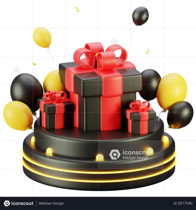 Gift Box Podium  3D Icon